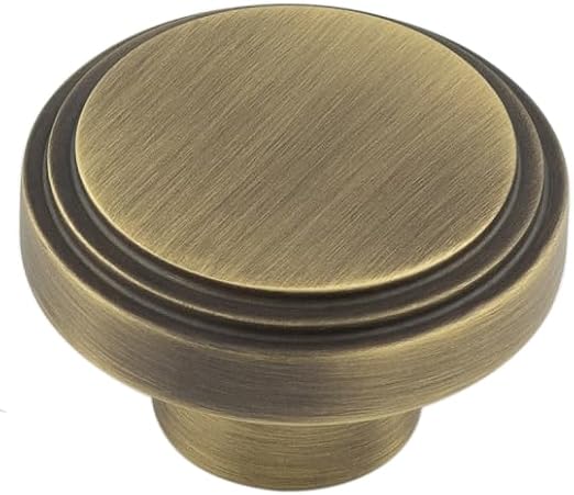 Cropley Cupboard Knobs Solid Brass Decorative Cabinet and Drawer Knobs Traditional Furniture Hardware Fixings Included (No Backplate, Antique Brass, 40mm)