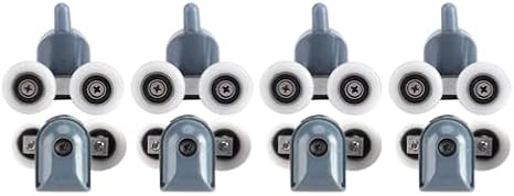 Shower Door Rollers, 8 Pieces Double Wheel Plastic Stainless Steel 25mm Diameter Replacement Parts with Screws Cover Caps for Sliding Glass Shower Doors