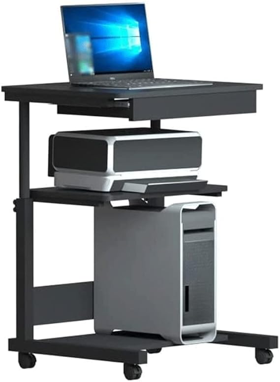 Printer Table 3 Tiers Mobile Printer Stand on Wheels Printer Cart Under Desk Heavy Duty Rolling Printer Table with Storage for Home Office Easy to use
