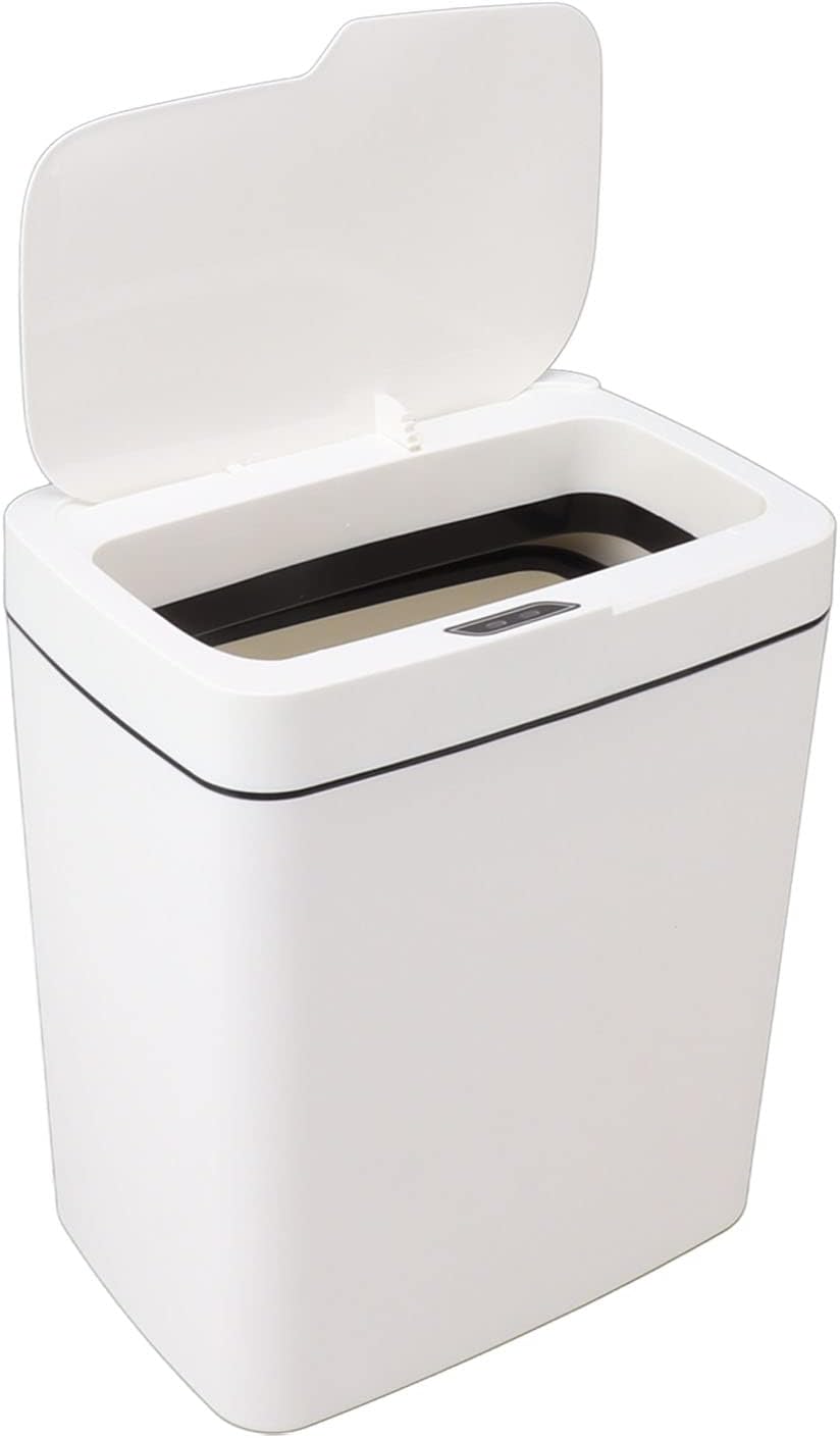 Automatic Trash Can, Bathroom Trash Can, 18L PP Motion Sensor Battery Type Smart Garbage Bin with Lid for Bathroom Bedroom White