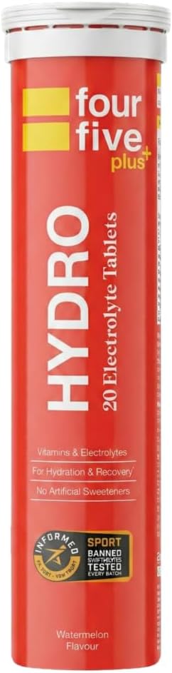 fourfive Hydration Tablets (Watermelon) Low Calorie Vitamin Electrolytes, Vegan, Magnesium & Calcium, Sports Hydration - 1x20 Effervescent Tablets