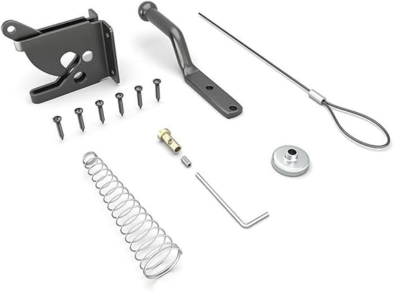 Adjustable Cable Pull Gravity Gate Latch Self Locking for Wood Metal Fences Automatic Close Inward Outward Swing Black
