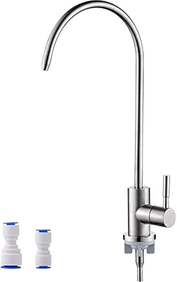 Ibergrif Water Filter Tap, Drinking Water tap, Reverse Osmosis Faucet | Single Lever, 360° Swivel, with 2 Tap Adapter, Silver M22301A