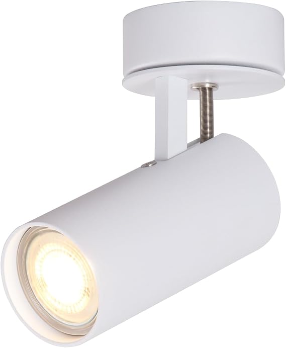 DAWALIGHT Adjustable Ceiling Spotlights GU10 Kitchen Light 5W 3000K Indoor Spot Lights Mains Powered for Bedroom Living Room Hallway, White, Aluminum [Energy Class F]