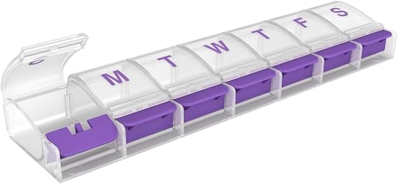 EZY DOSE Weekly (7-Day) Push Button Pill Organizer and Planner (XL)│ Arthritis Friendly, X-Large, Assorted Colors