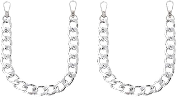 bag strap 40cm Thick Chain Replacement Bag Handles Shoulder Strap DIY Bag Part Accessories replacement bag strap(Silver,2pcs)