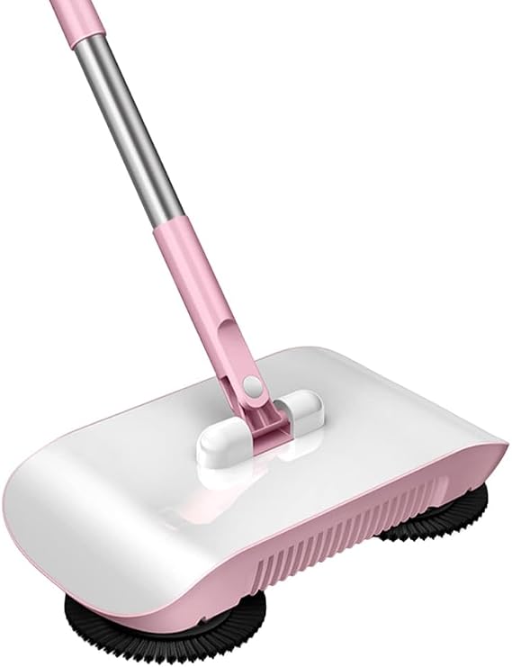 Manual Sweeper, Push Type Non-Electric Floor Sweeper, 2-in-1 Carpet and Floor Manual Sweeper