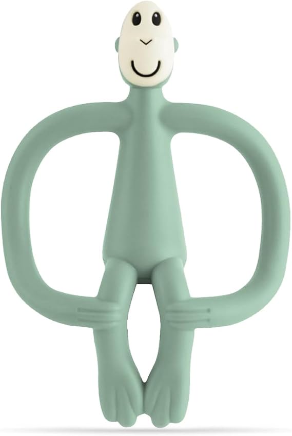 Matchstick Monkey, Original Teether & Gel Applicator, Silicone, Easy To Grip, BPA Free, 3 Months Old+, 10.5 cm, Mint Green Monkey