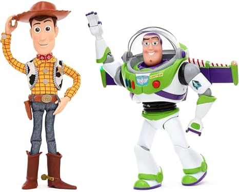Disney Store Official Buzz Lightyear and Sheriff Woody Interactive Talking Action Figures, Pixar's Toy Story, Featuring 15+ English Phrases, Interact with Other Characters, Ages 3+