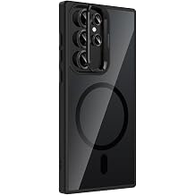 GPACK Samsung Galaxy S22 Ultra 5G ile uyumlu Kılıf Standlı M-Safe Özellikli Etro Kapak + Lens Koruma Siyah