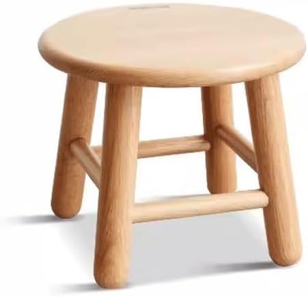 Small Step Stool Solid Wood Small Stool Household Step Oak Low Raw Nordic Round Living Room(A)