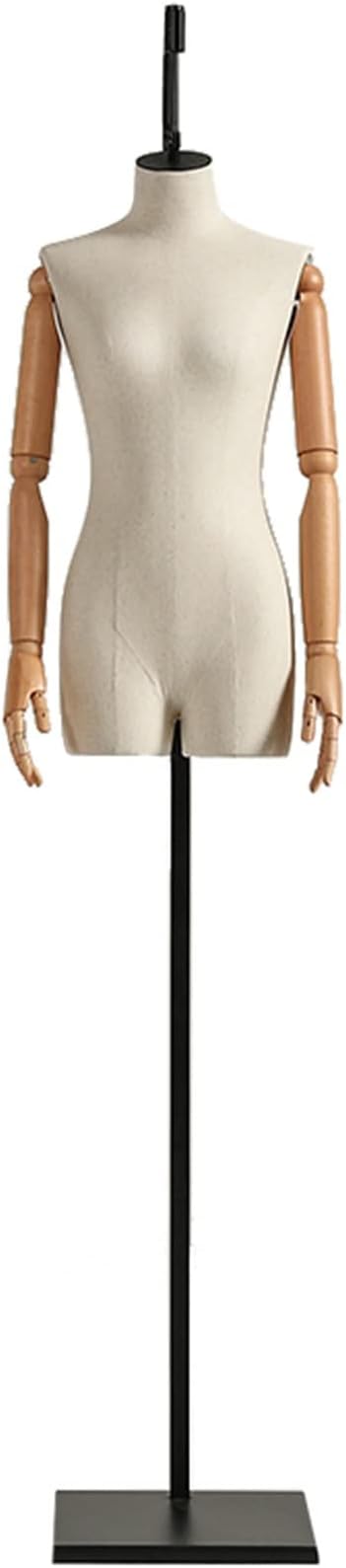 Mannequin Women Hanging Suitable for Shop Studio Window Display, Stable and Durable Half Body Stand, Curved Lightweight(Beige,With Arms)