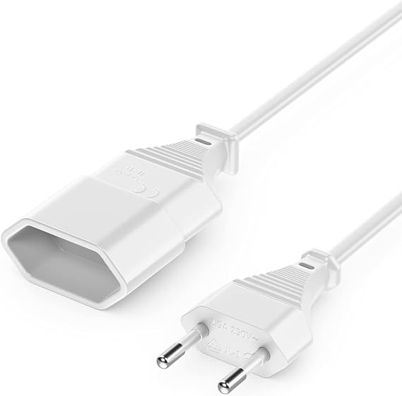 deleyCON 1m Extension Cable Power Extension Current Connector Type-C Euro to Female Type-C Euro TV PC Computer Monitor Projector Lamp Appliances - White