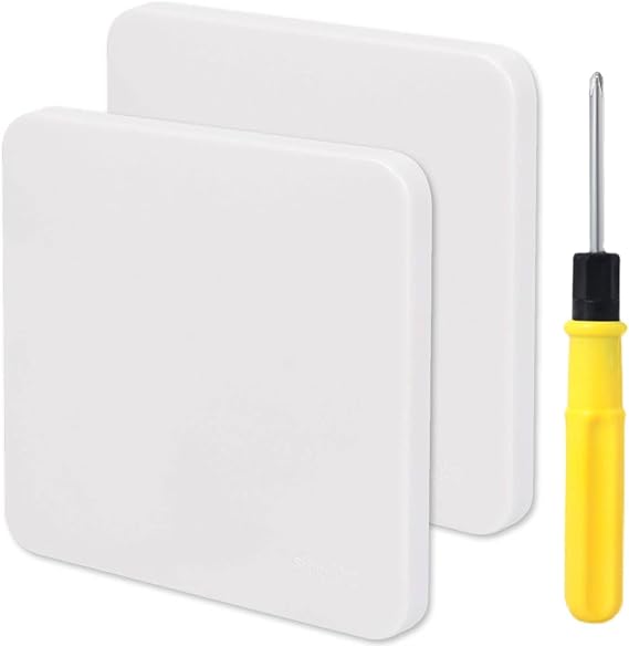 2Pack Single Blank Plate Hidden Screw Hole 1 Gang Square Shape Blanking Plate Cover Electrical Socket Blanking Plate Single Gang for Electrical Socket Plug Socket Cover Exposed outlets
