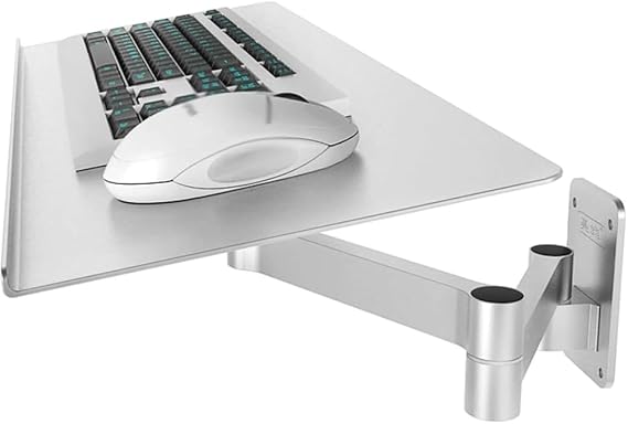 Keyboard Wall Mount Tray,Adjustable Swivel Keyboard Stand with Mouse Holder,Foldable Wall Mounted Shelf for Space-Saving Home Office & Gaming Workstation