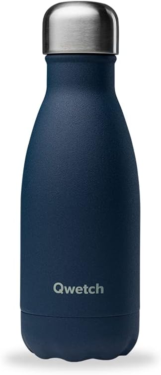 Qwetch - Insulated Originals Bottle - Blue Navy 260 ml - Stainless Steel Water Bottle - 24h Cold and 12h Hot - Leakproof, BPA Free & Reusable for Sports & Travel