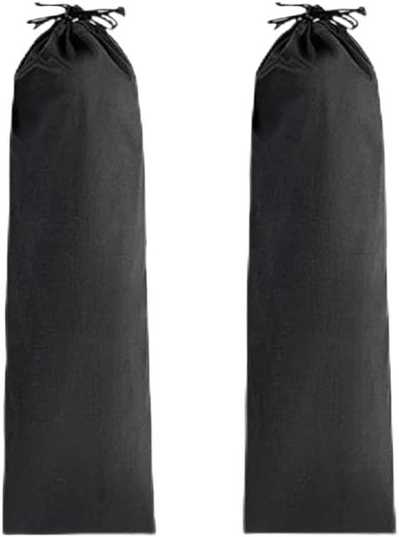 2 Pcs Long Drawstring Bag 21x60cm, Oxford Cloth Storage Sack Tent Poles Tripod Umbrella, Black