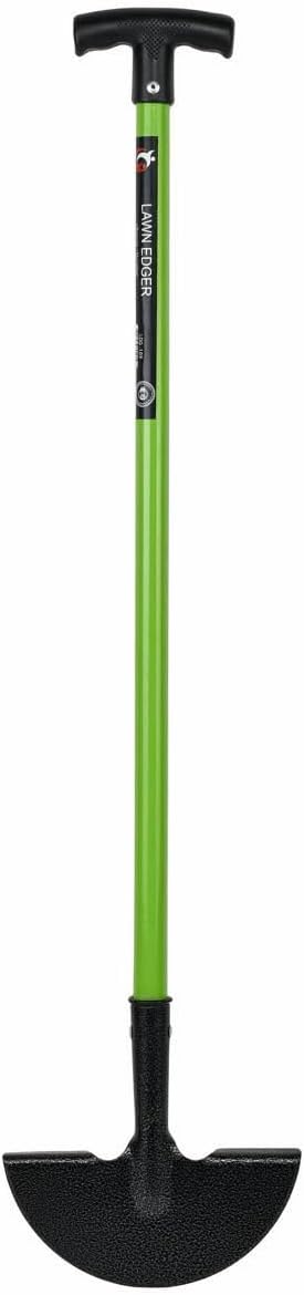 OptiProducts Lawn Edger Tool, Carbon Steel Half Moon Lawn Edger with T Handle & Foot Step, 91cm Garden Edging Tool for Lawn Borders, Turf Cutter, Grass Edge Trimmer & Landscape Edging