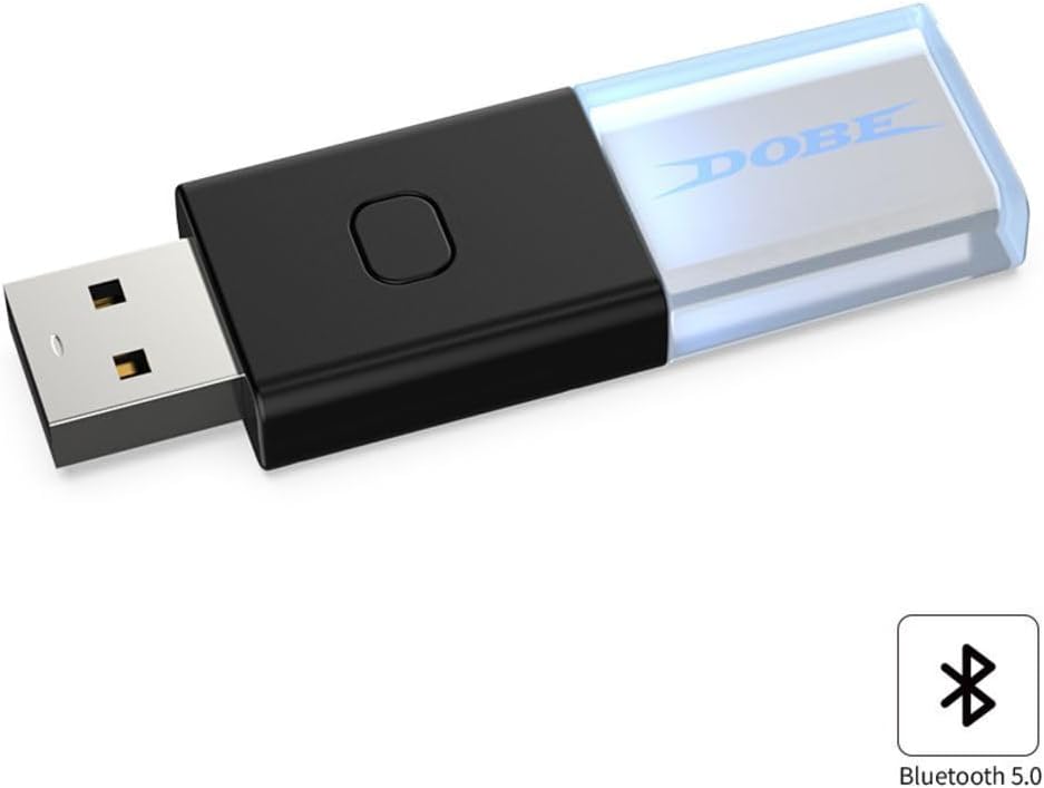 DOBE Bluetooth 5.0 Kablosuz USB Adaptörü, PS5, PS4, Xbox One S/X, Nintendo Switch ve PC ile Uyumlu