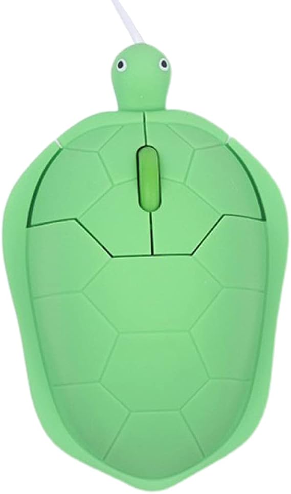 Turtle Shape USB Cord Optical Mouse Green for Laptop 1200DPI 3 Button 3.6 Fe with Gaming Mouse