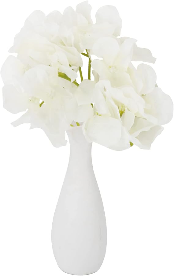 Artificial Hydrangea Flower, 5 PCS Single Long Stem Faux Flowers, for Wedding, Home Party, Table Centerpiece, Room, White