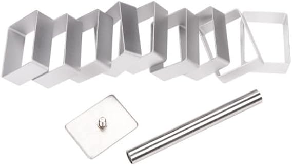 10pcs Stainless Steel Rectangle Cake Pie Biscuit Bread for Mold W/Stamp for cutting cookie dough fondant soft fruits