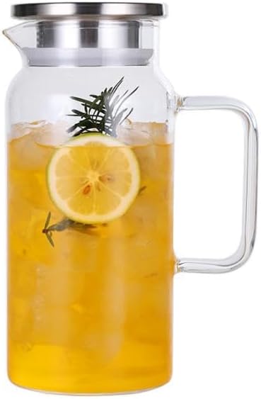 Cold Water Bottle, 0.4 fl oz 1.2/1.6 L, Glass Pitcher, Heat Resistant Cold Water Bottle, Glass Pitcher, Kettle, Barley Tea Pot, Transparent Teapot, Jug Pot, Large Capacity, Hot Water Disinfectable
