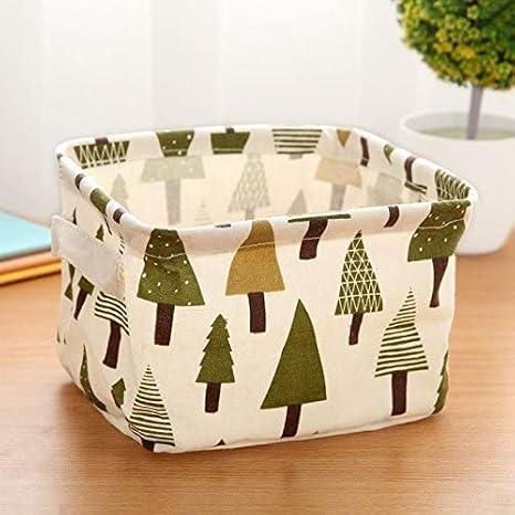 Storage Basket Stationery Handicraft Linen Desk Storage Box, 1pcs