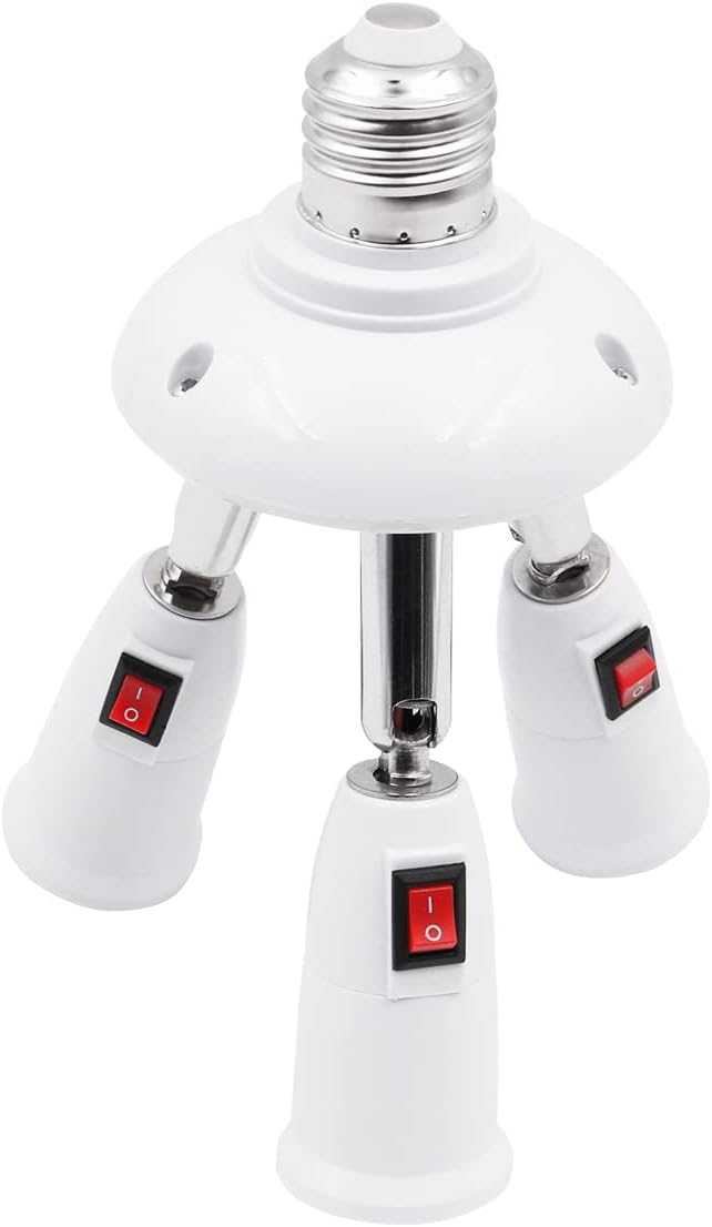 WANGCL 3 in 1 Adjustable E27 to E27 Base Light Bulb Adapter AC 220V light Socket Splitter with Switch