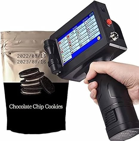 Handheld Inkjet Printer, Handy Printer Direct Printing, Handheld Printer Portable Quick Dry Inkjet Coding Machine with Touch Screen, Expiration Time, Barcode, QR Code, Logo, Patch Series Number 2-12.7mm