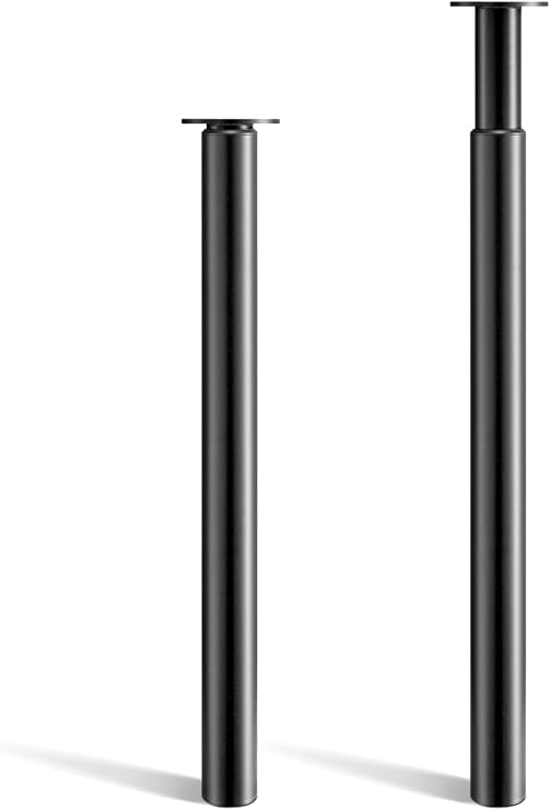CROWNSHOP Adjustable Table Legs 2PCS 71-110cm Black Metal Folding Legs