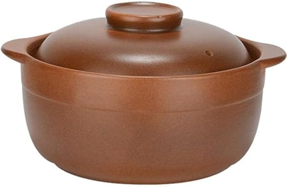 Ceramic Pot, Terracotta Casserole Pot with Lid - Earthen Clay Cooking Pot for Open Fire - Ceramic Pot for Braising and Baking(Size:3L)