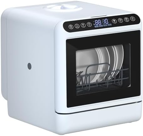 Portable Countertop Dishwasher, Mini Dishwasher for Small Spaces, 5L Tank, Energy-Efficient with 5 Wash Programs and 75°C High-Temperature Cleaning, 40-Piece Capacity