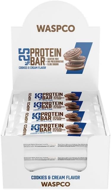(12 Count), Protein Bars, COOKIES AND CREAM, Gluten Free with 9g Protein and 0.5g Sugar,36 G