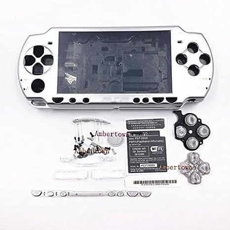 NEW Replacement PSP 2000 2001 2002 2003 2004 Series Console Full Housing Shell Cover With Button Set (Silver)
