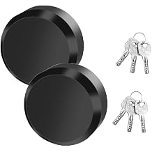 2 Pack Puck Lock Set, 6061 Aluminum Hidden Shackle Padlock Keyed Alike, Trailer Puck Padlocks Anti Theft 2-7/8" Puck Lock for Trailers Trucks Vans Shed Gates Garage (Black 2 Pack)
