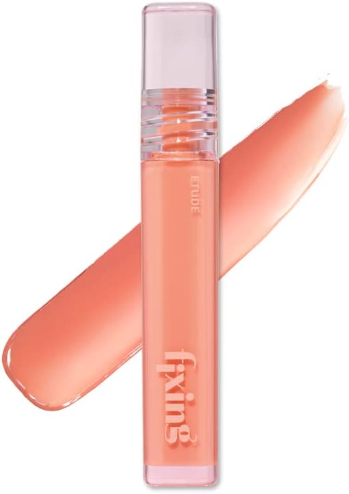 ETUDE Etude Official Glow Fixing Tint, Pure Coral / Lip Tint / Lipstick / Glossy Finish / High Moisture / 0.13 oz 3.8 g / Clione Lip