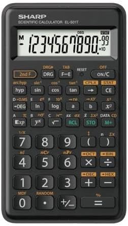 Sharp EL-501T-X Standard Scientific Calculator, 10 Digit 68 Functions, Simple, Compact, Large Display, Supports Land House Inspectors Examinations, Includes 3 Digit Positions, Statistical Calculation, N Calculation, Complex Number Calculation, Pythagoras Scientific Calculator Entry Model