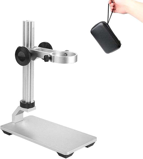 Aluminum Alloy Microscope Stand Holder for USB Digital Microscope, Cainda Stable Metal Stand Bracket with Portable Carrying Case, Support Adjusted Up and Down Easy to Focus