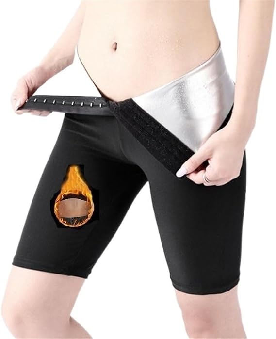 Sauna Shapewear Weight Loss High Waisted Leggings Workout Suit Waist Trainer Lower Body Shaper Sweatsuit Exercise Fitness Gym Yoga Women (Color : Five points, Size : XL)