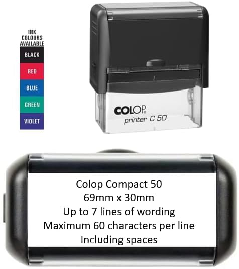 Personalised Custom Made Self-Inking Business Company Address Rubber Ink Stamp - 68mm x 29mm (Up to 7 Lines)