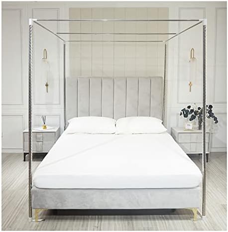 Stainless Steel Canopy Bed Frame, Mosquito Net with Bed Bracket Four Poster Frame for Double/Complete/Queen/California King/King Size Bed (Color : 25mm, Size : 180X200CM)