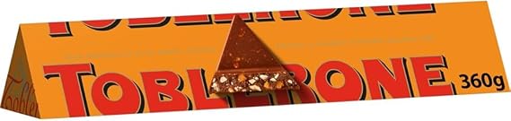 Toblerone Swiss Orange Twist Chocolate Bar - 360g Bar | 11 Iconic Triangle Portions, 32.7g Each | Creamy Milk Chocolate with Orange Flavor & Almond Nougat - Gift for Christmas, Birthday & More