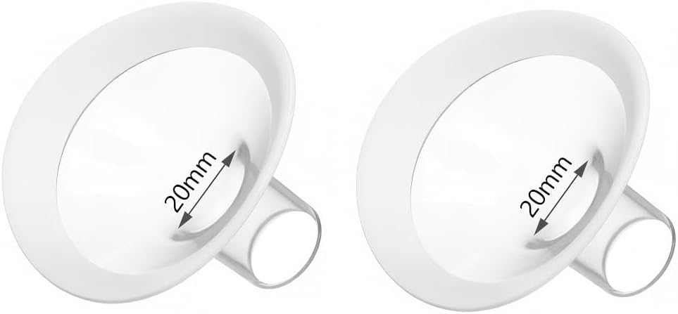 2Pack Built-in Soft Rim Flanges,105° Wide Angle, Compatible with Medela/Lansionh Breast Pump, Replacement Parts for Symphony, Swing Maxi, Pump in Style, Harmony and Personalfit Flex Connector (20mm)
