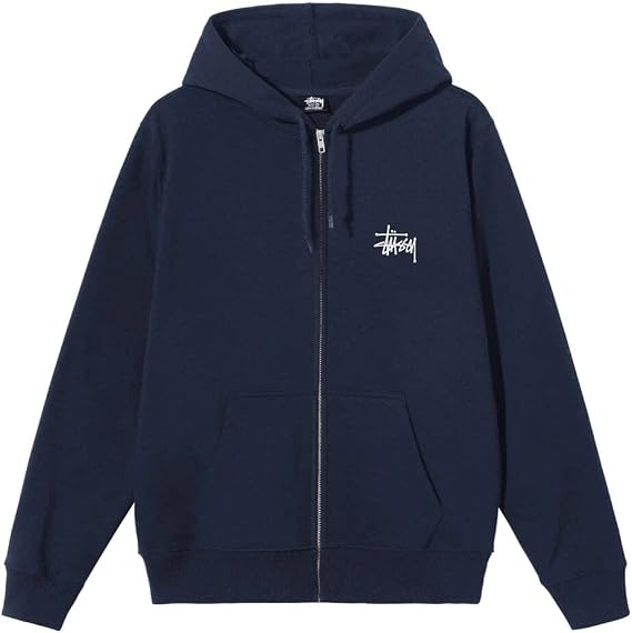 Stussy Basic Zip Hood Zip Up Sweatshirt Hoodie L, Navy