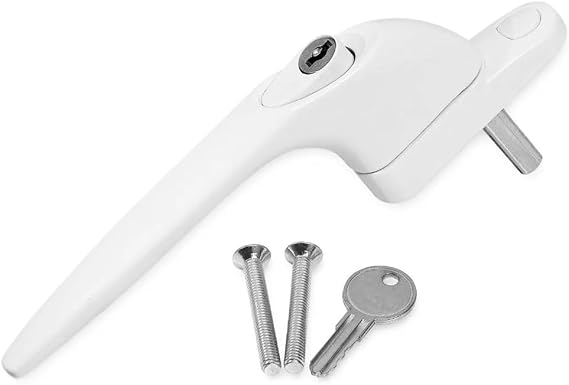 uPVC Window Handle Universal Inline Locking Espag Double Glazing Window Handle 40mm (White, 40mm Spindle)
