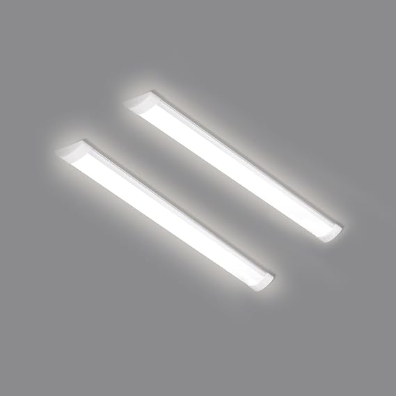 2 Pack 2FT LED Batten Light, 20W 1800LM Slim Profile Wide Tube Lighting for Ceiling of Indoor Home Garage Shop Office, PC Body,Neutral White 4000K [Energy Class F]