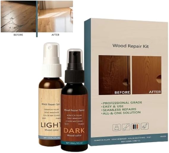 Professional Wood Floor Scratch Repair, Wood Furniture Repair Kit, Restores Wooden Scratch, Hides Minor Defects, Floor Cover Nicks and Scratches for Wooden Furnitures (Small-1set)