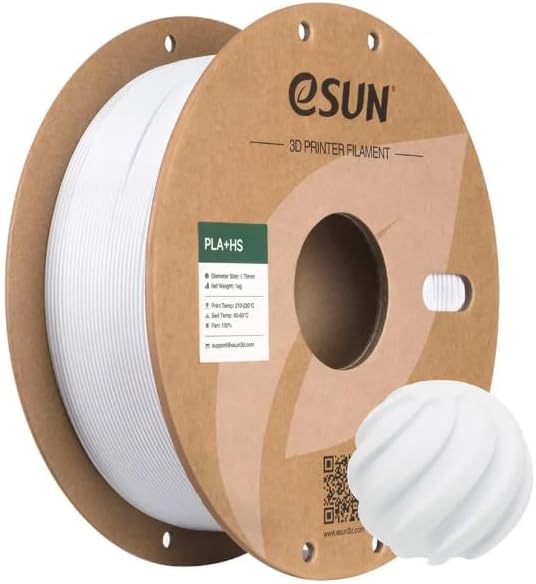 eSUN PLA+HS 高速3Dプリンターフィラメント、直径1.75mm、コールドホワイト、1kg2.2ポンドスプール、ポリ乳酸PLA素材。