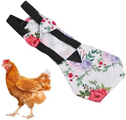 HEEPDD Pet Chicken Diapers with Bow Tie Reusable Duckling Diapers Goose Clothes Washable Breathable Fabric Loose Tight Belt Design Diapers (Peony Flower)